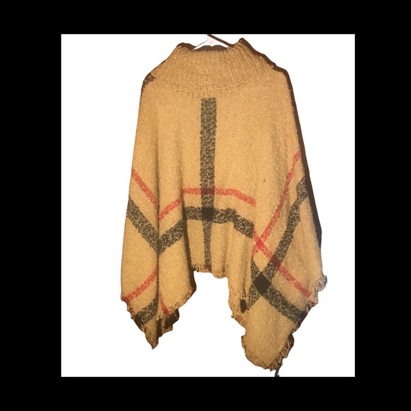 🆕 GM Fashion USA Cozy Plaid Cowl Neck Poncho - Picture 3 of 5